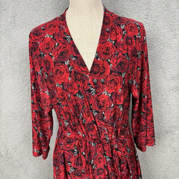 Rene Rofe Womens Robe Tie Waist sz Large Roses Bloomcore Super Soft Lightweight - Picture 2 of 13